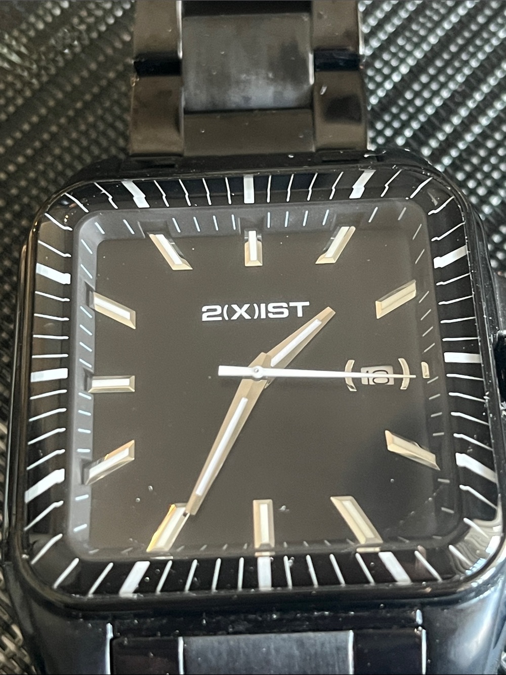 2xist Black Square Dial Stainless Steel Watch